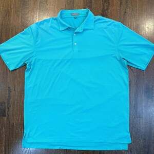 Peter Millar Summer Comfort XL Turquoise Blue Micro-Striped Performance Golf Pol